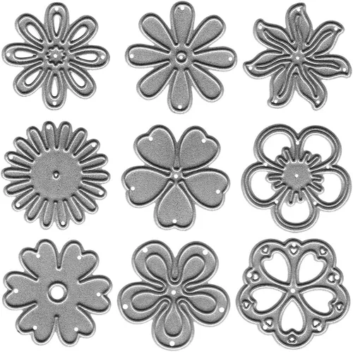 Troqueles de corte de flores de primavera para hacer tarjetas, flores florales troqueladas, patrón de simetría, troqueles de copo de nieve floral,