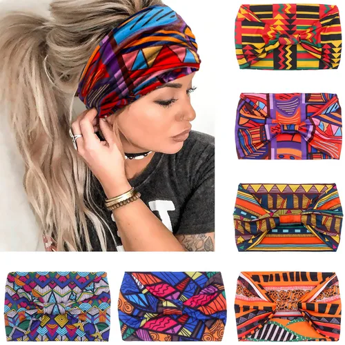 IVARYSS Diademas anchas para mujer, turbantes con nudos, grandes bandas de pelo estilo africano, accesorios para el cabello, paquete de 6 (africano)