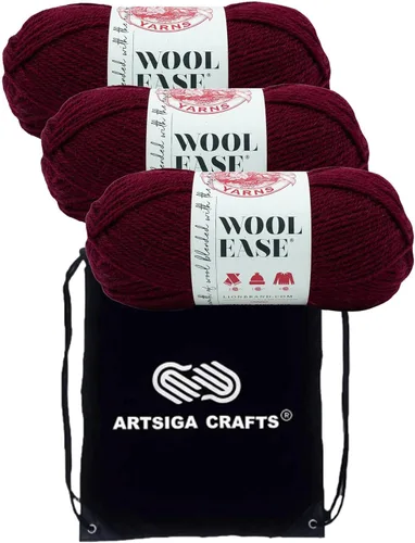 Miniatura 24 de Lion Brand Wool Ease Canyon Sunset 620-003 (3-Skeins - Mismo Lote de Tinta) Estambre Medio #4 Acrílico, Hilo de Lana para Crochet y Tejido con Bolsa
