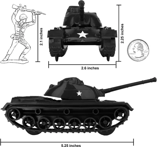 Miniatura 2 de TimMee - Tanques de juguete para hombres de plástico del ejército - Negro WW2 3pc - Hecho en Estados Unidos