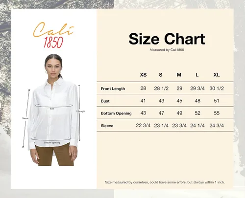 Miniatura 8 de Cali1850 Camisas casuales de lino para mujer Blusa de manga larga con botones y cuello superior