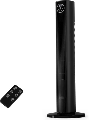 Antarctic Star - Ventilador de torre portátil, ventilador de piso oscilante de 85°, ventilador silencioso de enfriamiento, temporizador de 12H, Negro