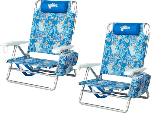 Old Bahama Bay Silla de playa tipo mochila, paquete de 2, silla reclinable ligera de aluminio de 5 posiciones para adultos, soporte resistente, 400