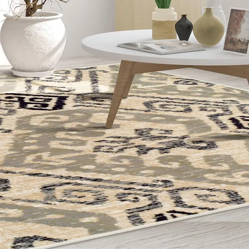 Miniatura 6 de Superior Altura del pelo de 0.315 in con respaldo de yute, hermoso patrón de damasco Ikat, alfombras tejidas de moda y asequibles, alfombra de 5 x 8