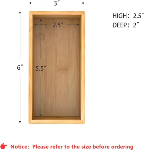 Miniatura 2 de Organizador de cajones de bambú portautensilios para cocina, organizador de almacenamiento de cubiertos de madera pequeña, bandeja de caja apilable