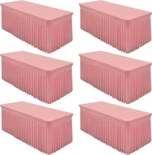 Miniatura 22 de Paquete de 2 manteles color azul bebé para mesa rectangular de 4 pies, manteles de elastano elásticos de 4 pies, falda blanca rectangular para baby