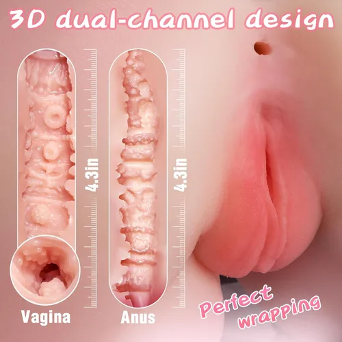 Miniatura 5 de Masturbador masculino realista de 4.5 libras, glúteos suaves realistas 3D, muñeca sexual de juguete para adultos, con doble placer vaginal y anal
