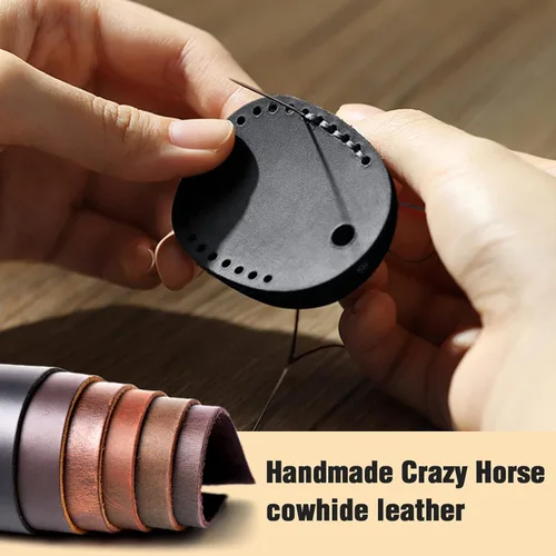 Miniatura 4 de Llavero de Airtag de cuero genuino, llavero portátil de Air tag con anillos para llaves, funda de cobertura oculta completa compatible con Airtag