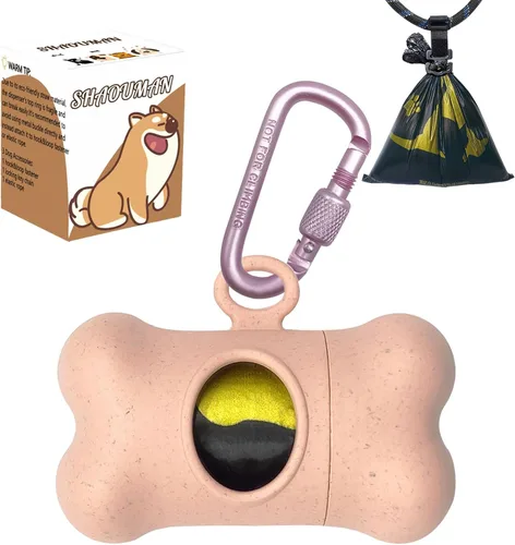 Miniatura 14 de Soporte para bolsa de excremento de perro en forma de hueso para correa Dispensador con 15 bolsas de basura resistentes a fugas y clip de Trigo