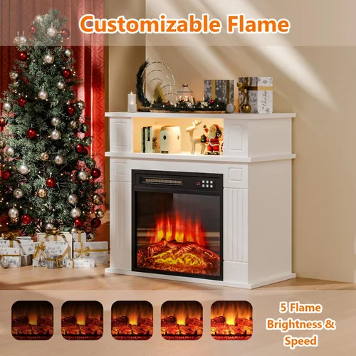 Miniatura 7 de BOSSIN - Chimenea eléctrica de 28 pulgadas con repisa, inserto de chimenea reemplazable con control remoto, independiente, efecto realista de leña