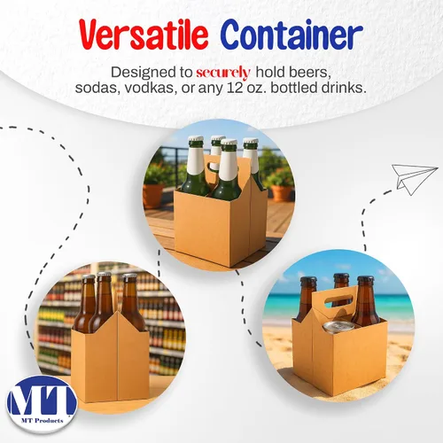 Miniatura 7 de MT Products 4 soportes para botellas de cartón kraft de 12 onzas. Portabotellas de cerveza o soda para un transporte seguro y fácil, paquete de 4
