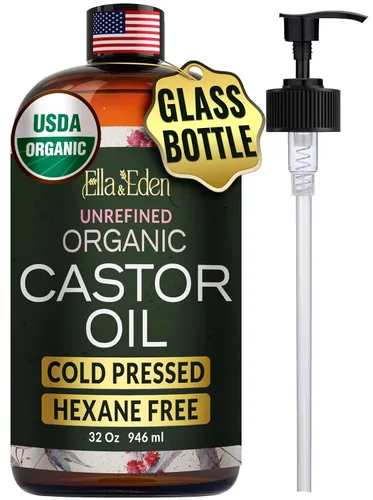 Miniatura 10 de Ella & Eden Aceite de ricino orgánico USDA - Sin hexano prensado en frío - Botella de vidrio - Para el crecimiento del cabello, cara, pestañas