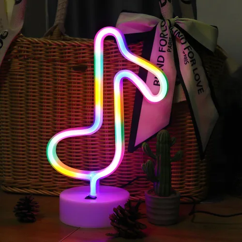 GUOCHENG Letrero de neón con forma de notas musicales, luz nocturna LED de neón con batería y alimentada por USB, lámparas de iluminación creativas
