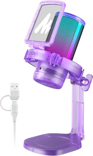 Miniatura 10 de MAONO USB Gaming Microphone for PC, Noise Cancellation Condenser Mic with RGB Lights, Mute, Gain for Streaming, Recording, Podcast, Chat, Twitch