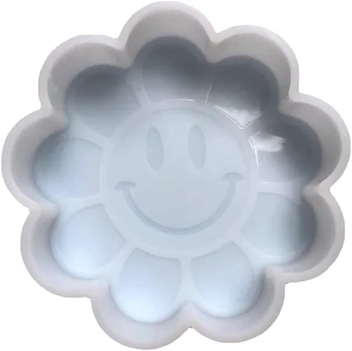 Molde de silicona Freshie para coche con forma de flor de cara sonriente para hacer jabón aroma perlas coche Freshie, colgante, vela, resina