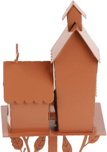 Miniatura 7 de JTLB Estacas de jardín para pajareras, casa de pájaros de metal con poste, arte de metal, casa de pájaros, casa de colibrí, casa de pájaros de metal