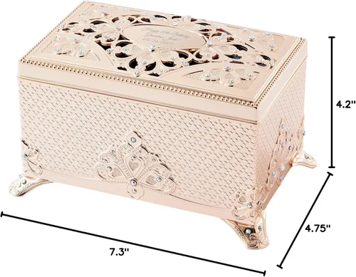 Miniatura 5 de THINGS REMEMBERED Joyero musical dorado grabado de Anastasia (personalización), reproduce música inolvidable, regalo para mujeres