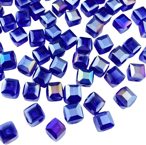 Miniatura 18 de 100 piezas 6 mm cuadrados Cuentas de cristal de colores AB mixtos para hacer joyas Mezcla de colores AB
