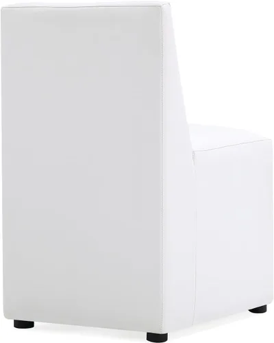 Miniatura 7 de Manhattan Comfort Anna - Silla de comedor moderna cuadrada con tapicería de piel sintética de pies a cabeza y acolchado de plástico para pies, Crema
