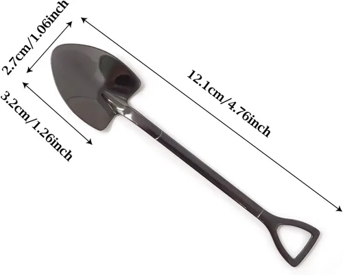 Miniatura 2 de Honbay 4 cucharas de postre de helado de café con forma de pala de oro de acero inoxidable para el hogar y fiesta (dorado) (negro)