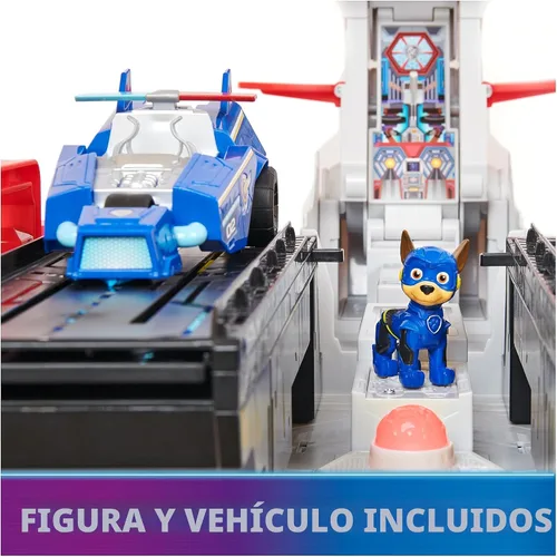 Miniatura 3 de Paw Patrol: The Mighty Movie, Cuartel General Portaaviones, con Figura de Acción de Chase y Mighty Pups Cruiser, Juguetes para Niños y Niñas de 3+