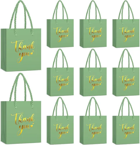 Miniatura 20 de Honoson 30 mini bolsas de regalo con asa de 4 x 2.75 x 4.5 pulgadas, pequeña bolsa de agradecimiento de papel de aluminio para boda, baby shower