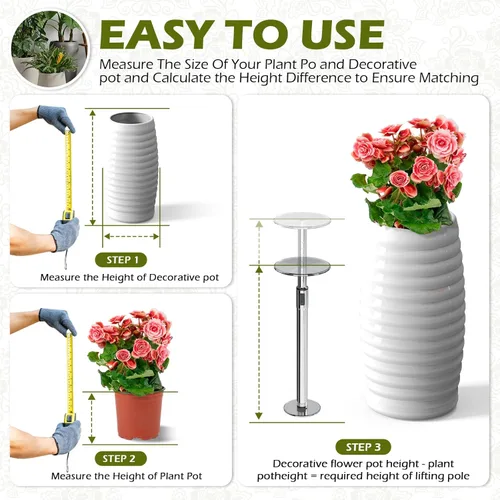 Miniatura 3 de Elevadores de plantas ajustables de 11 a 17 pulgadas para maceta interior, 1 juego de elevadores de plantas para macetas al aire libre, inserto