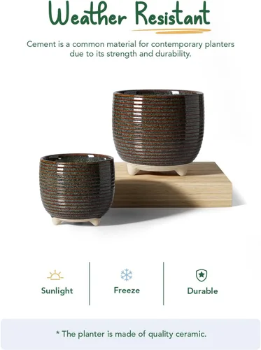 Miniatura 3 de LE TAUCI Macetas de cerámica para plantas, macetas con patas de 5.1 + 6.4 pulgadas para plantas, macetas modernas para el hogar y la oficina