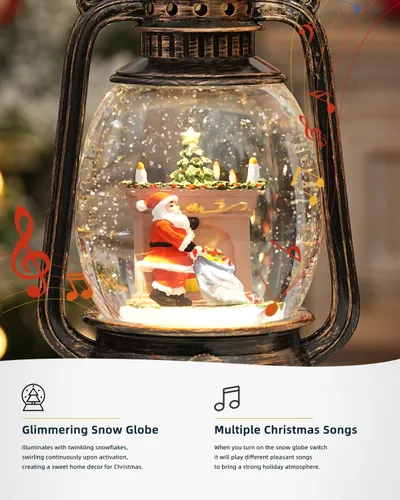Miniatura 5 de Decoraciones de Navidad para interiores, globo de nieve musical de Navidad con temporizador de 6 horas, globos de nieve iluminados con ángel