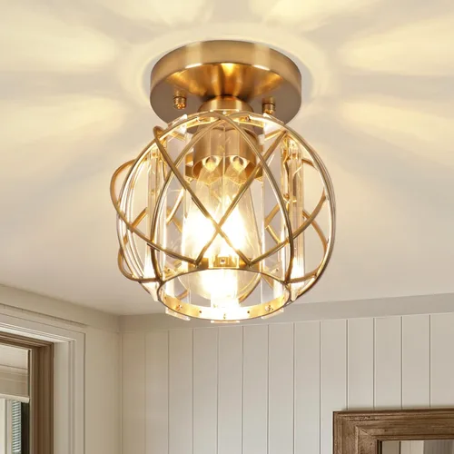 Miniatura 12 de Lámparas de techo para pasillo, montaje empotrado, E26, iluminación de techo con candelabro pequeño de cristal, iluminación interior para vestíbulo