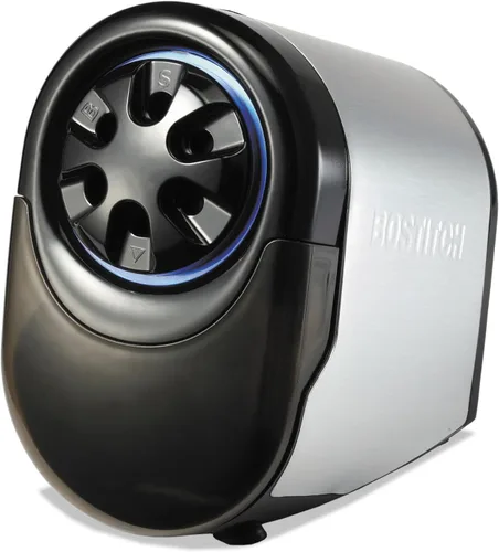 Bostitch Office QuietSharp Glow - Sacapuntas eléctrico extra resistente para aula con sistema de cartucho de cortador reemplazable, plata/negro