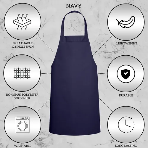 Miniatura 3 de GREEN LIFESTYLE Paquete de 120 delantales con peto, unisex, color azul marino, lavables a máquina, para hombres y mujeres, delantales de cocina