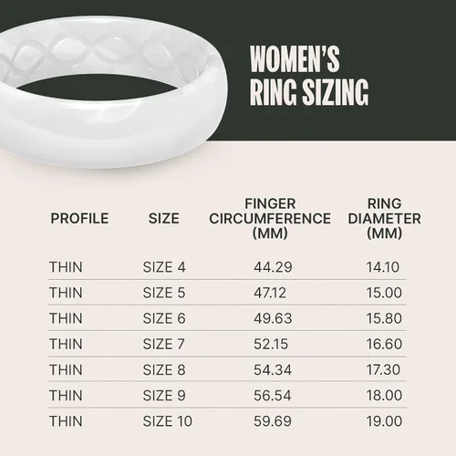 Miniatura 6 de Groove Life Anillo de silicona fina y sólida, anillos de boda de goma transpirable para mujeres, cobertura de por vida, diseño único, anillo
