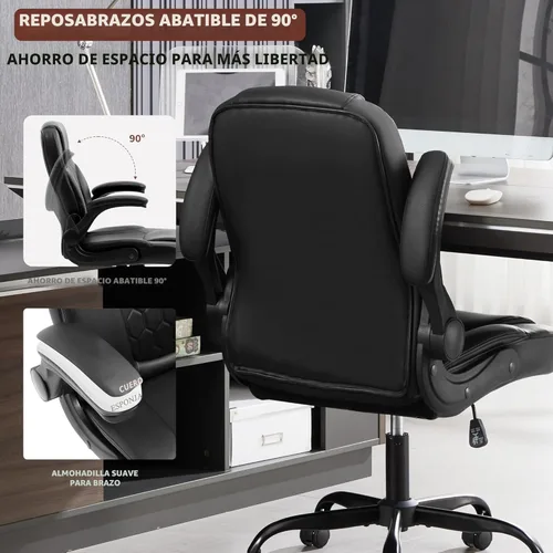 Miniatura 8 de Silla ejecutiva de oficina Nexthro de PU, silla de oficina de cuero con ruedas, silla giratoria de 360° con brazos acolchados, silla ergonómica