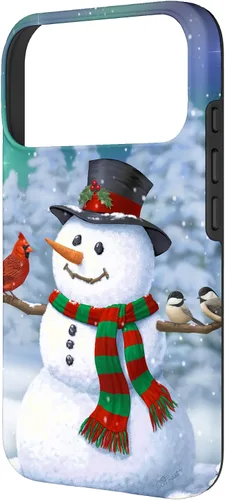 Miniatura 43 de Funda para iPhone 17 con diseño de muñeco de nieve y pájaros en invierno