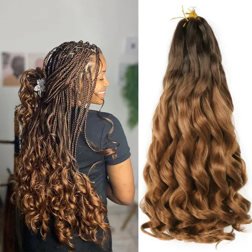 Miniatura 33 de WIPPORYA Cabello Rizado Francés para Trenzar de 24 Pulgadas, 6 Paquetes de Cabello Ondulado Suelto Elástico para Crochet Pre-Estirado 3.53