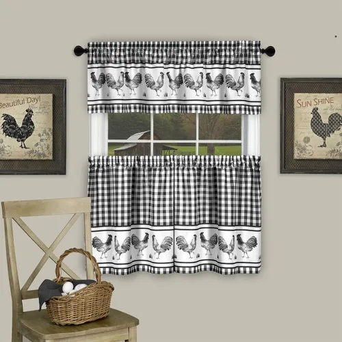 Achim Home Decor - Juego de cortinas para ventana con filtro de luz, 58 pulgadas de largo, 24 pulgadas de ancho, color negro y lavable a máquina