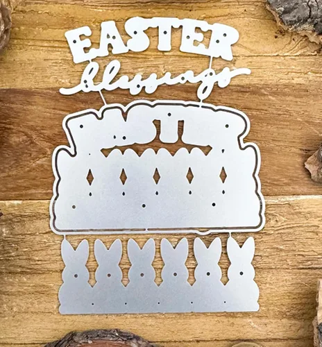 Miniatura 6 de Troqueles de metal para conejito de Pascua, palabras y marco de conejo de Pascua, plantillas de corte de boda para álbumes de recortes, álbumes