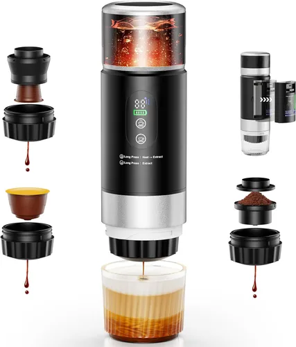 Cafetera de Espresso Portátil, Cafetera de Viaje para Camping, Máquina de Espresso Portátil con USB-C, Máquina de Espresso Pequeña 3-en-1 con Café