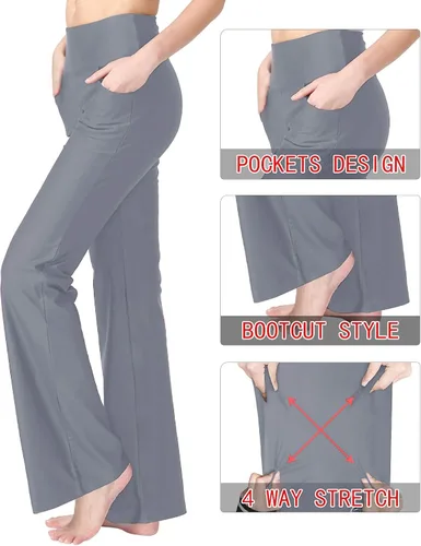 Miniatura 6 de Keolorn Pantalones de yoga para mujer con corte de bota y bolsillos, cintura alta, pantalones de entrenamiento para yoga