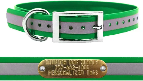 Miniatura 12 de Outdoor Dog Supply Collar de perro con anillo en D impermeable reflectante resistente de 1 pulgada para perros medianos y grandes con placa