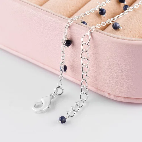 Miniatura 54 de Yanara Tobilleras de piedras preciosas para mujer, piedra natal natural, chapada en plata, joyería hecha a mano en 8.5 + 1.5 pulgadas, cristales