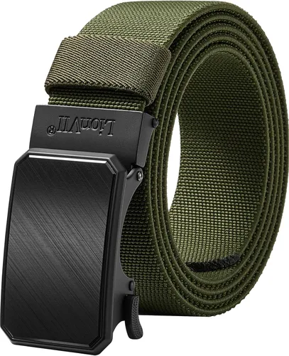 LionVII Cinturón para hombre con trinquete elástico, cinturón elástico para el trabajo con hebilla automática para hombres, 1 3/8" ajustable para