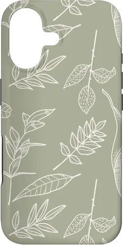 Miniatura 32 de Funda verde salvia para iPhone 13 Pro Max con diseño de hojas botánicas