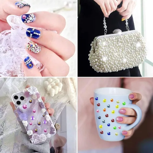 Miniatura 5 de 1000 perlas medias redondas de resina con parte trasera plana de 0.236 pulgadas para manualidades, para cara, uñas, vasos, ropa, zapatos, álbum