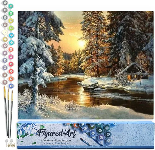 Miniatura 97 de Figured'Art - Juego de pintura por números, lienzo enrollado sin marco, para manualidades, para adultos, 16 x 20 pulgadas, jarrón de peonías