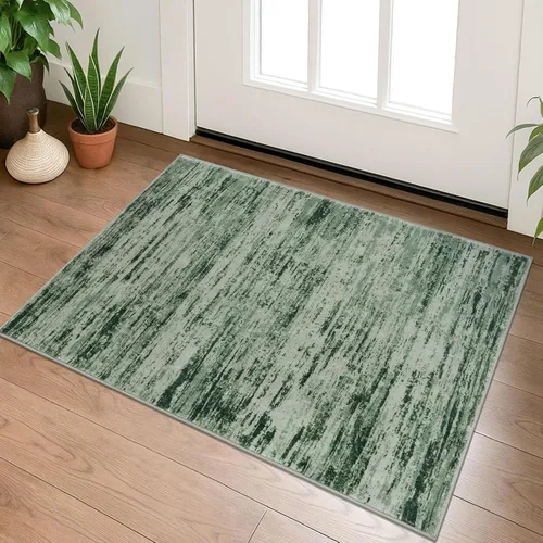 Miniatura 94 de Lansny Alfombra moderna abstracta de 2 x 5 pies, color negro, gris, blanco, lavable, alfombra de entrada para cocina, alfombra antideslizante suave