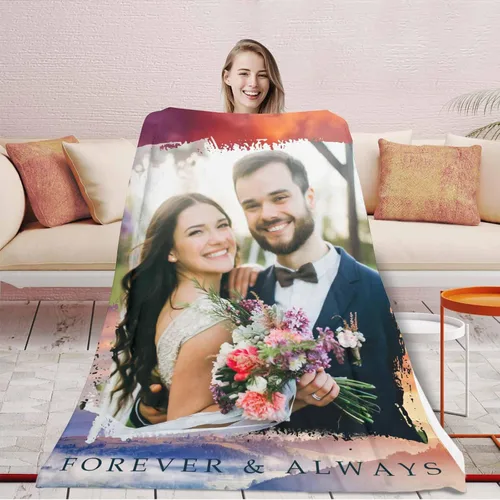 Miniatura 3 de D-Story Manta con fotos personalizada fabricada en Estados Unidos, regalo de foto conmemorativa personalizada para parejas, acogedora y cálida