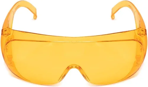 Calabria 1003 Gafas de seguridad grandes que se ajustan sobre anteojos graduados Fitover para hombres y mujeres, envolventes, tintadas, Anaranjado