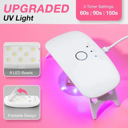 Miniatura 4 de YIEHO Kit de resina UV de 10.58 oz con luz y moldes, kit de fabricación de joyas de resina premezclada endurecida transparente mejorada